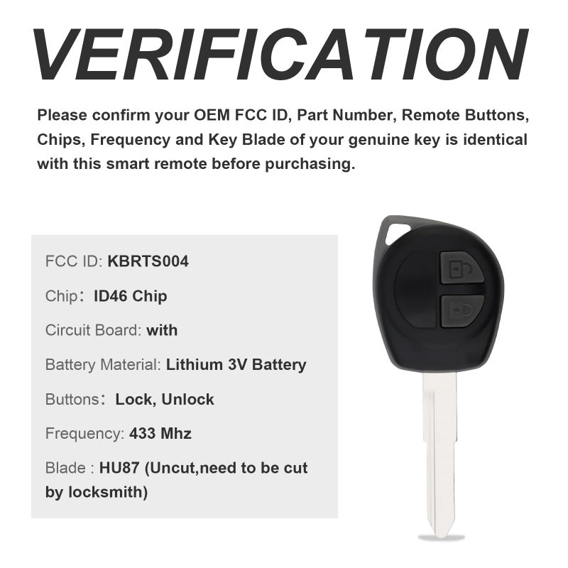 ePathChina 2 Buttons Keyless Uncut Flip Remote Key Fob with ID46 Chip for Suzuki Swift SX4 Alto JIMNY Vitara IGNIS Splash 2007-2013 433MHz - Image 2